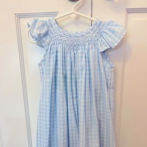 Beaufort Bonnet Company Light blue and white gingham smocked dress 4t